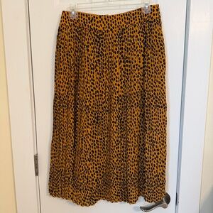 NWT. J. Crew Lined Leopard Print Pleated Midi Skirt